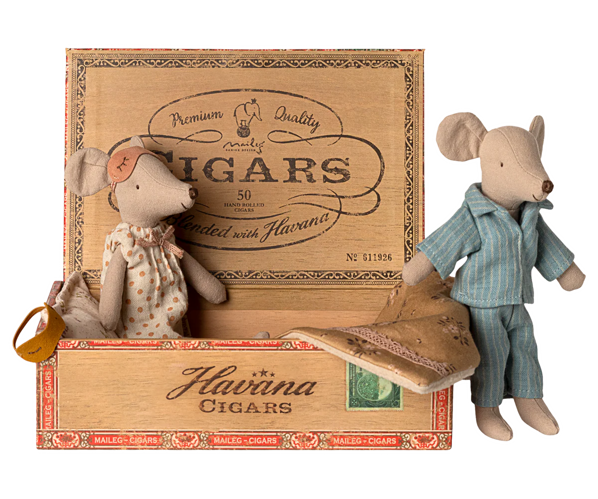 Mama und Papa Maus in Zigarrenbox